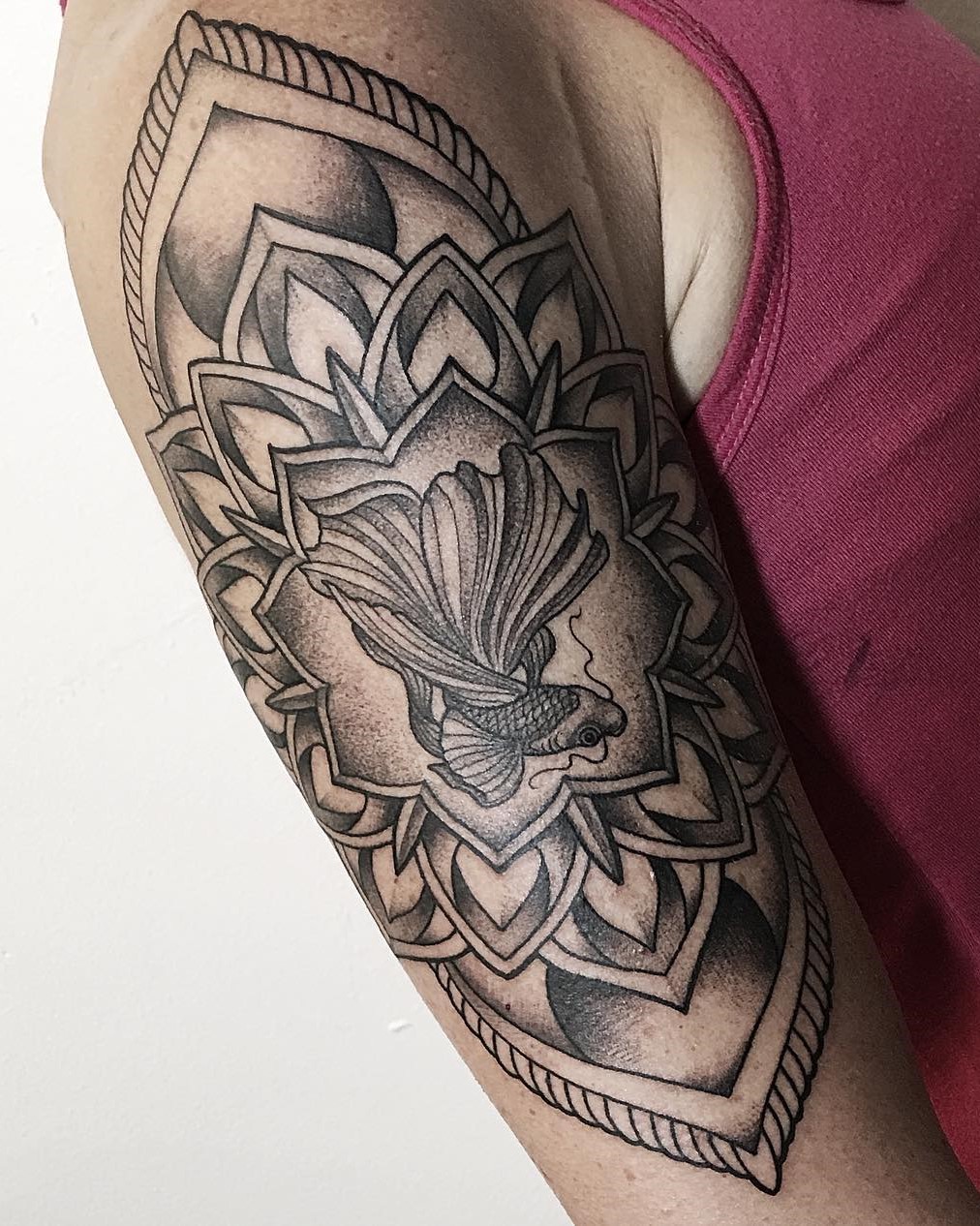 Negative space dotwork style lotus flower and butterfly tattoo -  Tattoogrid.net