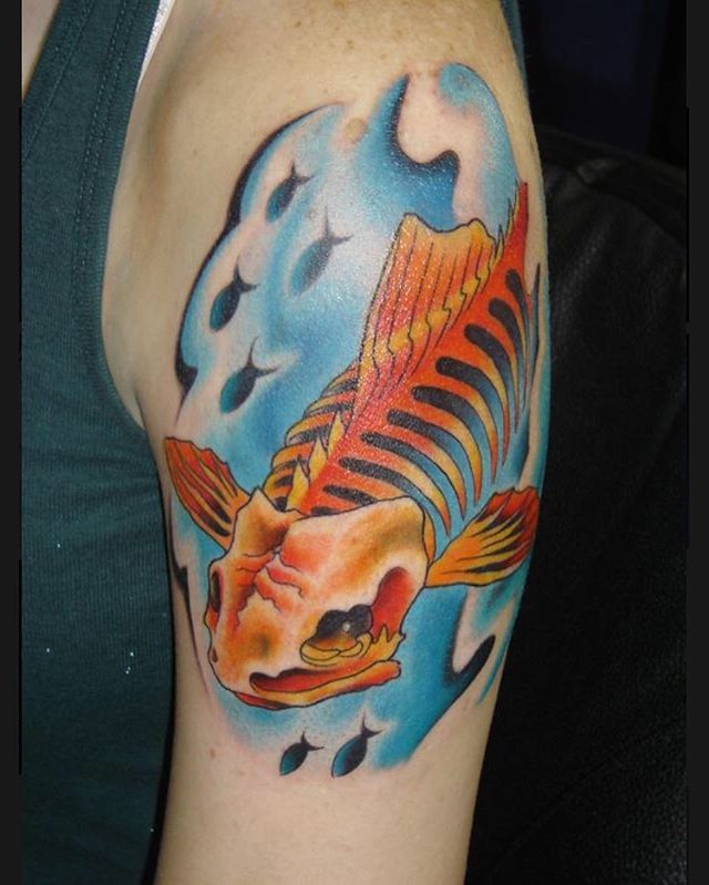 Dead fish tattoo. Book a custom tattoo with Chris at Sacred Mandala Studio - Durham, NC.