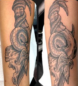 Snake tattoo. Book a custom tattoo with Chris at Sacred Mandala Studio - Durham, NC.