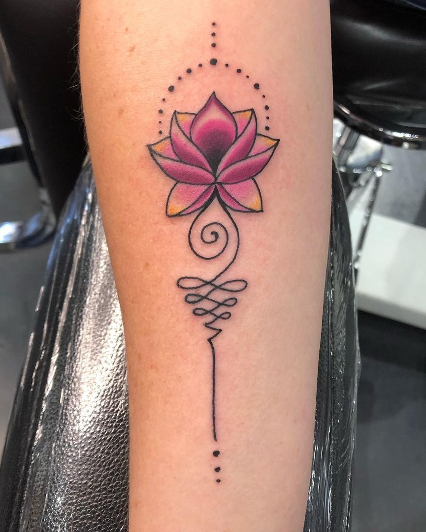 Pink lotus flower tattoo. Book a custom tattoo with Chris at Sacred Mandala Studio - Durham, NC.